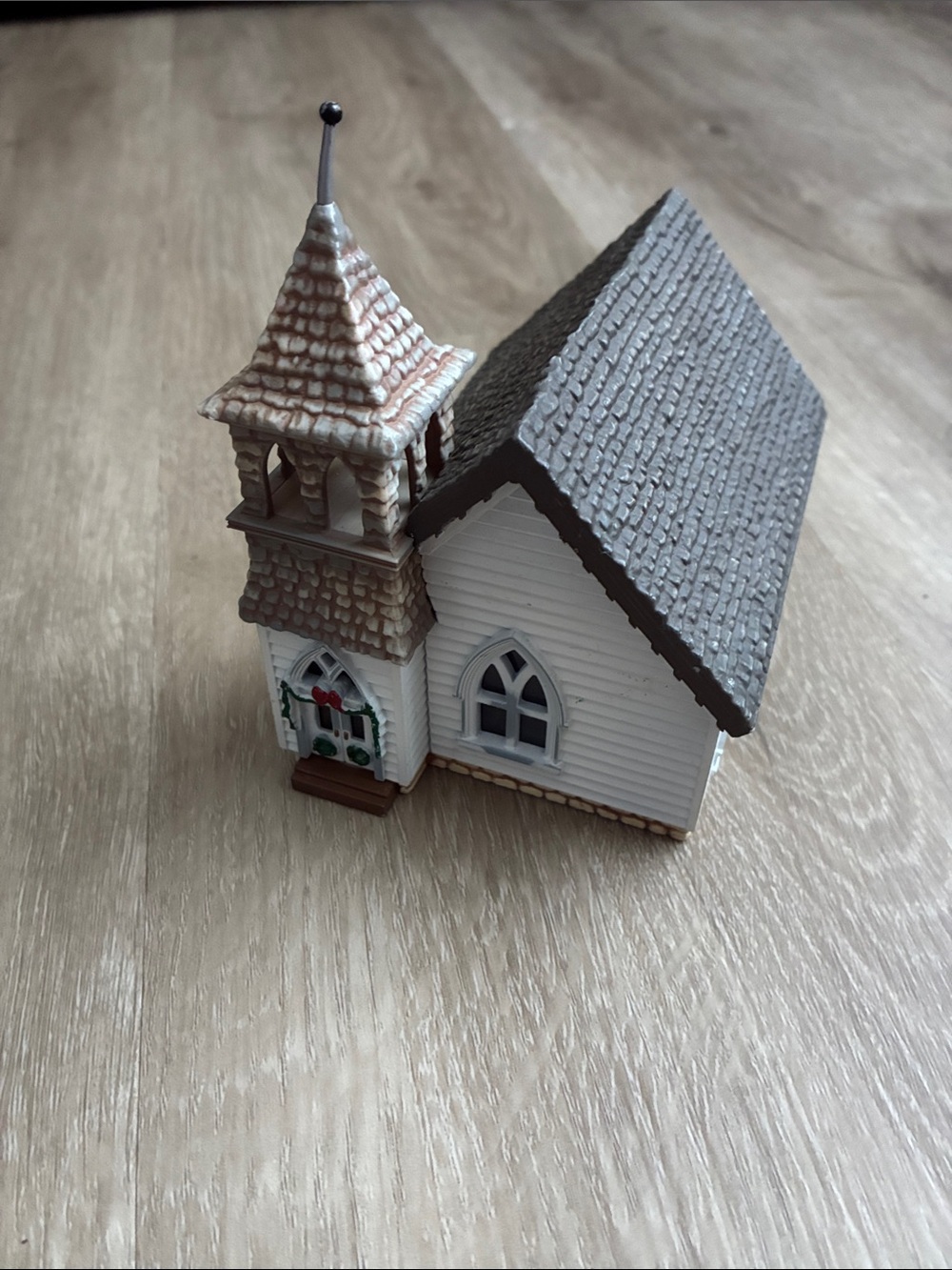 Hallmark Miniature Church Ornament - White and Brown with Red Accents